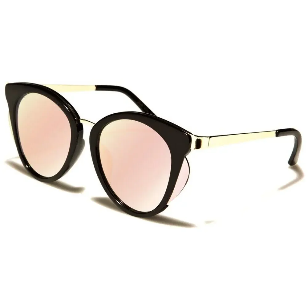 Stylish Unique Design Elegant Chic Womens Pink Mirrored Lens Cat Eye Sunglasses